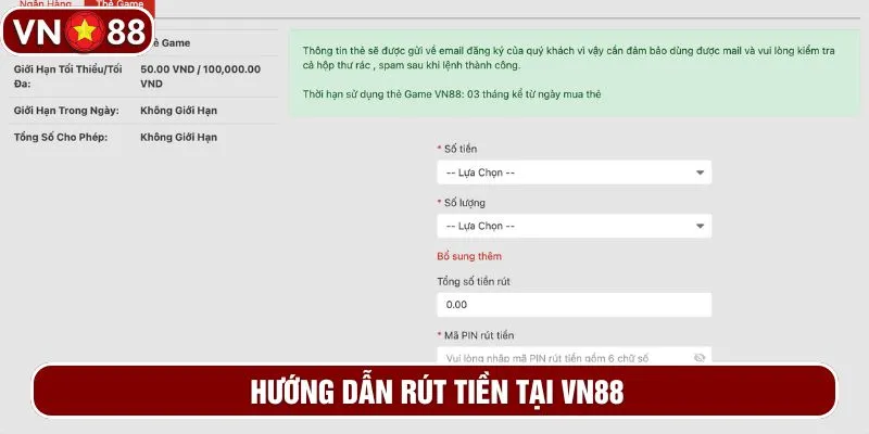 Hướng dẫn rút tiền tại VN88 Hướng dẫn rút tiền tại VN88